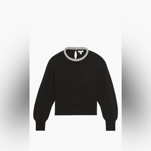 Reiss Crissie Black Wool-Blend Necklace-Trim Sweater Size M